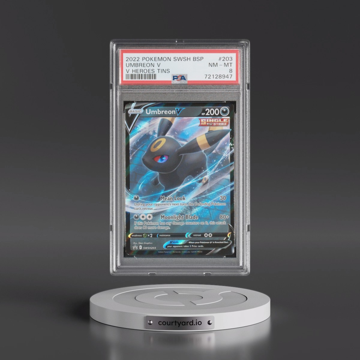 2022 Pokémon Swsh Black Star Promo #203 Umbreon V - Holo V Heroes Tins (PSA 8 NM-MT)
