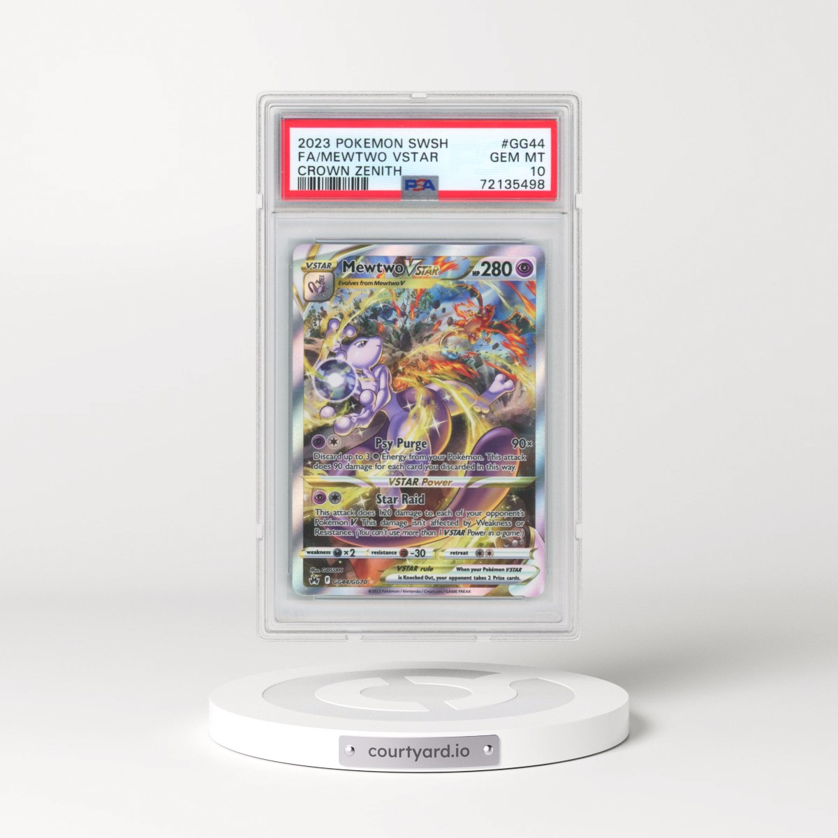 2023 Pokémon Sword and Shield Crown Zenith #GG44 Mewtwo Vstar - Full Art (PSA 10 GEM MINT)