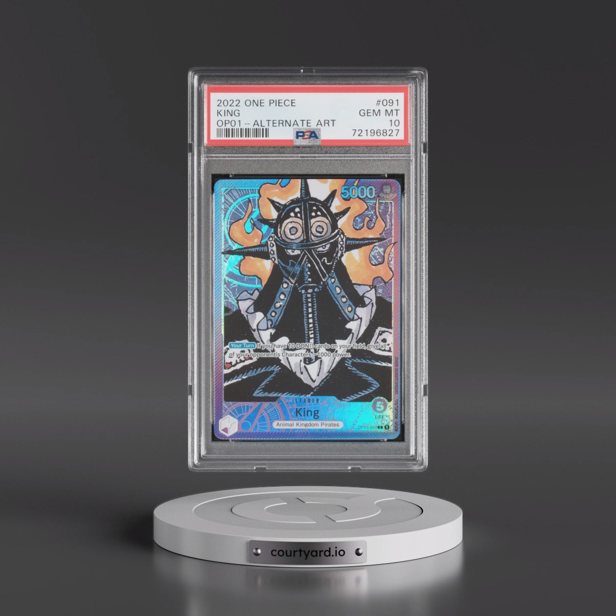 2022 One Piece OP01-Romance Dawn #091 King - Alternate Art (PSA 10 GEM MINT)