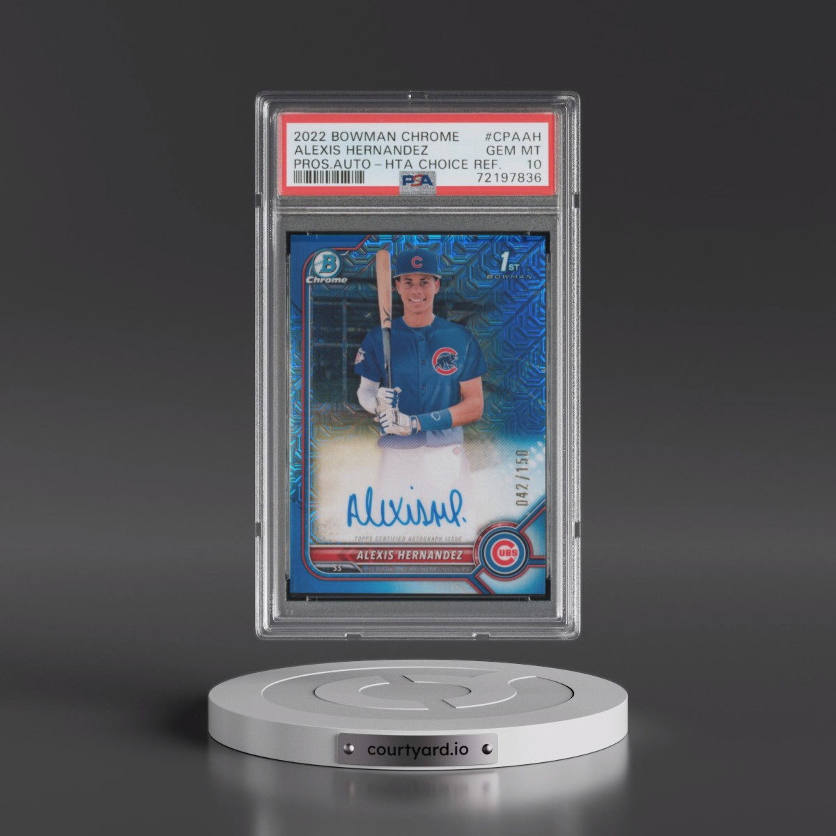 2022 Bowman Chrome Prospect Autographs Alexis Hernandez - Hta Choice Refractor #CPAAH PSA 10