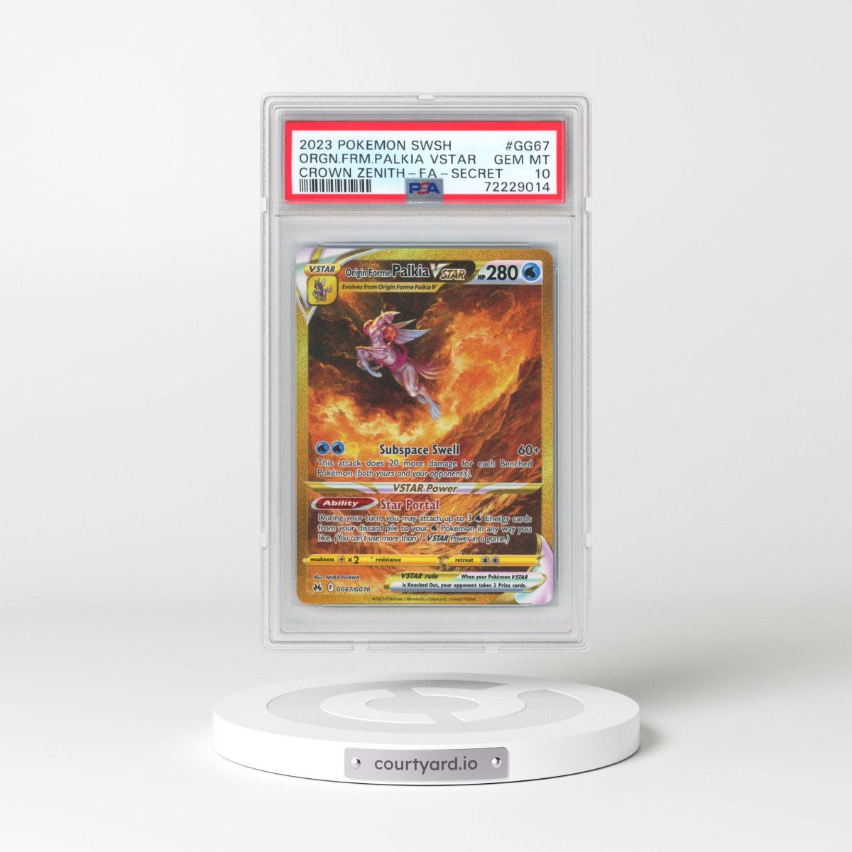 2023 Pokémon Sword and Shield Crown Zenith #GG67 Origin Forme Palkia Vstar - Full Art Secret (PSA 10 GEM MINT)