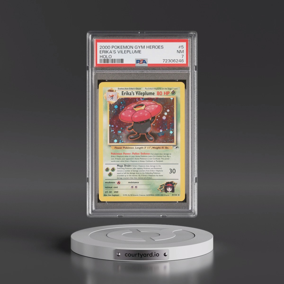 2000 Pokémon Gym Heroes #5 Erika's Vileplume - Holo (PSA 7 NM)