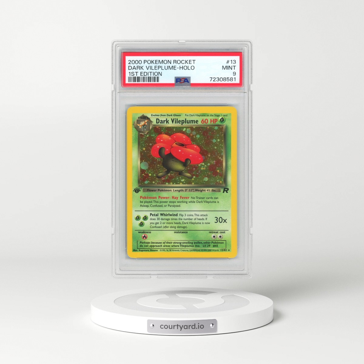 2000 Pokémon Rocket #13 Dark Vileplume - 1st Edition Holo (PSA 9 MINT)