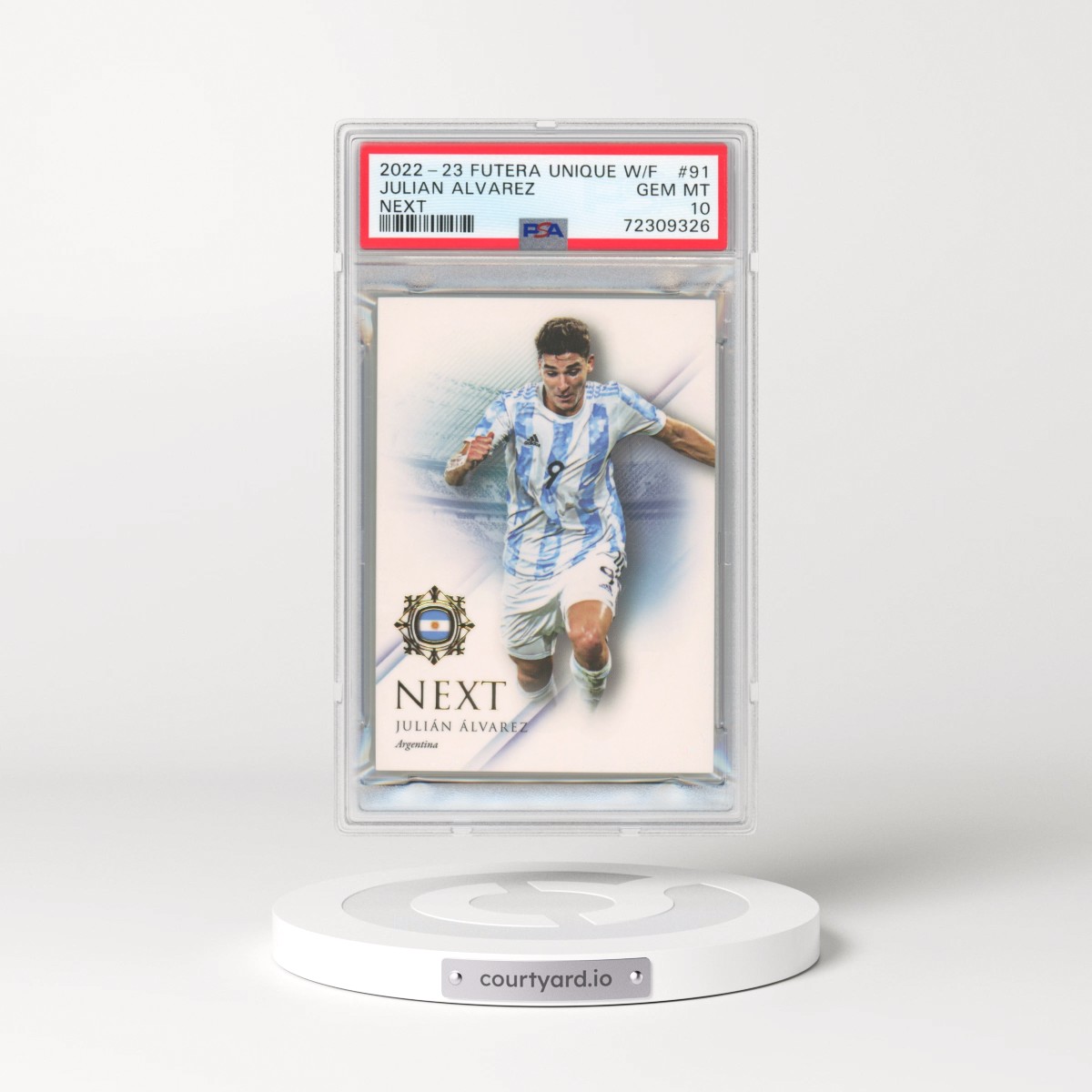 2023 Futera Unique W/F #91 Julian Alvarez - Next (PSA 10 GEM MINT)
