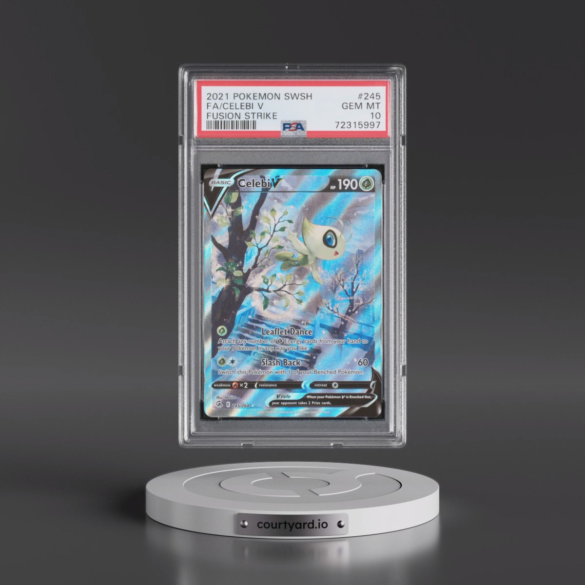 2021 Pokémon Sword & Shield Fusion Strike #245 Celebi V - Holo Full Art (PSA 10 GEM MINT)