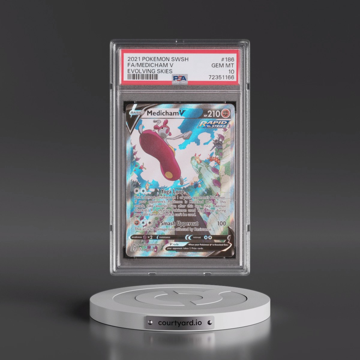 2021 Pokémon Sword & Shield Evolving Skies #186 Medicham V - Holo Full Art (PSA 10 GEM MINT)