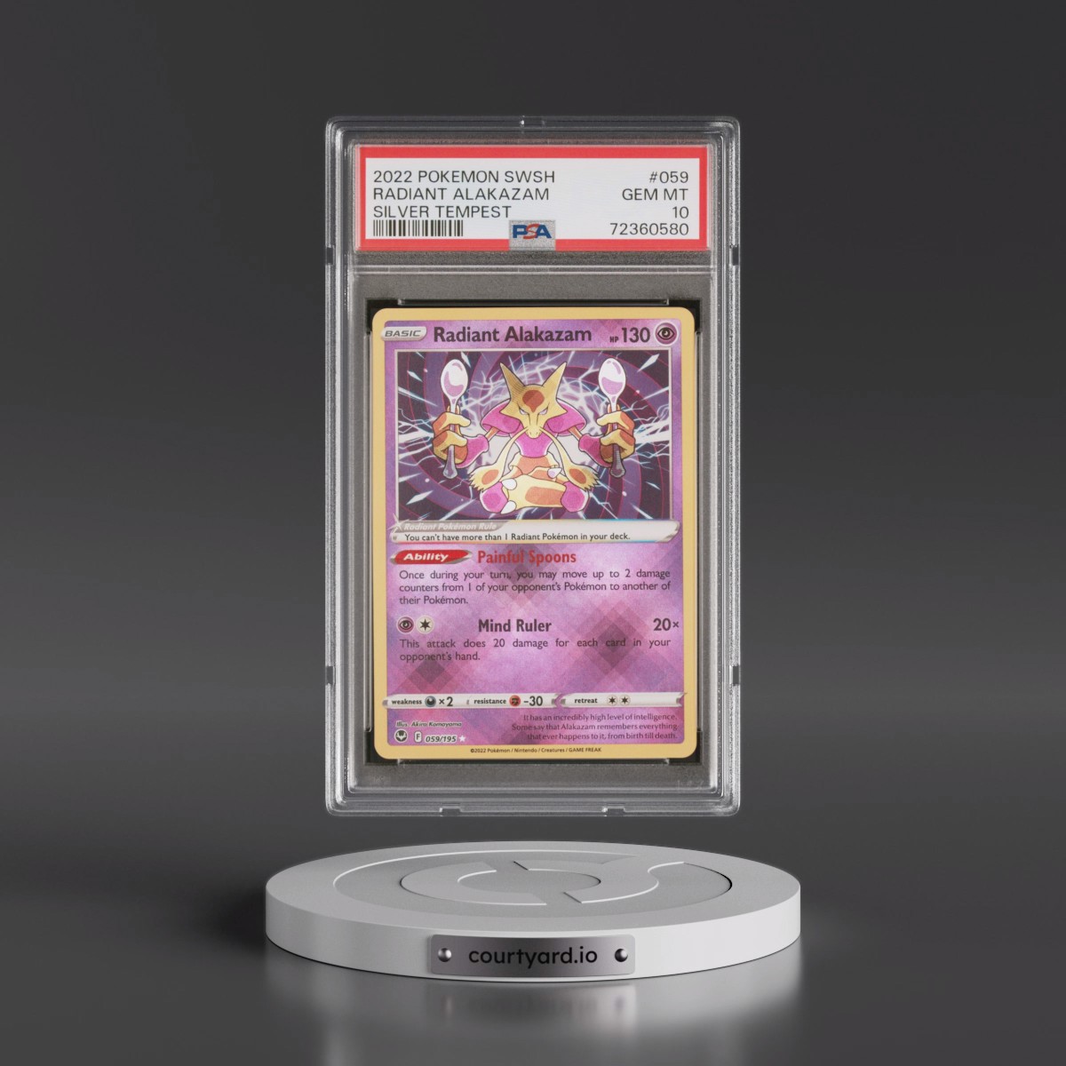 2022 Pokémon Sword & Shield Silver Tempest #059 Radiant Alakazam - Holo (PSA 10 GEM MINT)
