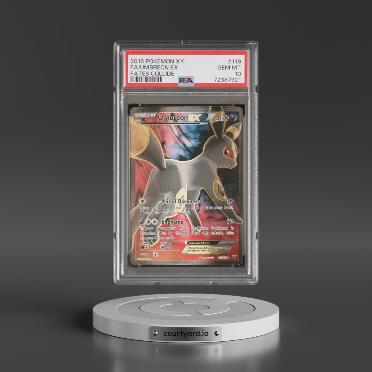 2016 Pokémon XY Fates Collide #119 Umbreon EX - Holo Full Art (PSA 10 GEM MINT)
