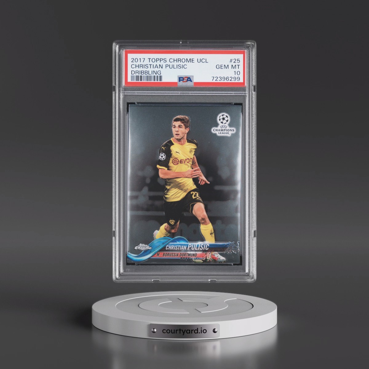 2017 Topps Chrome UEFA Champions League #25 Christian Pulisic - Dribbling (PSA 10 GEM MINT)