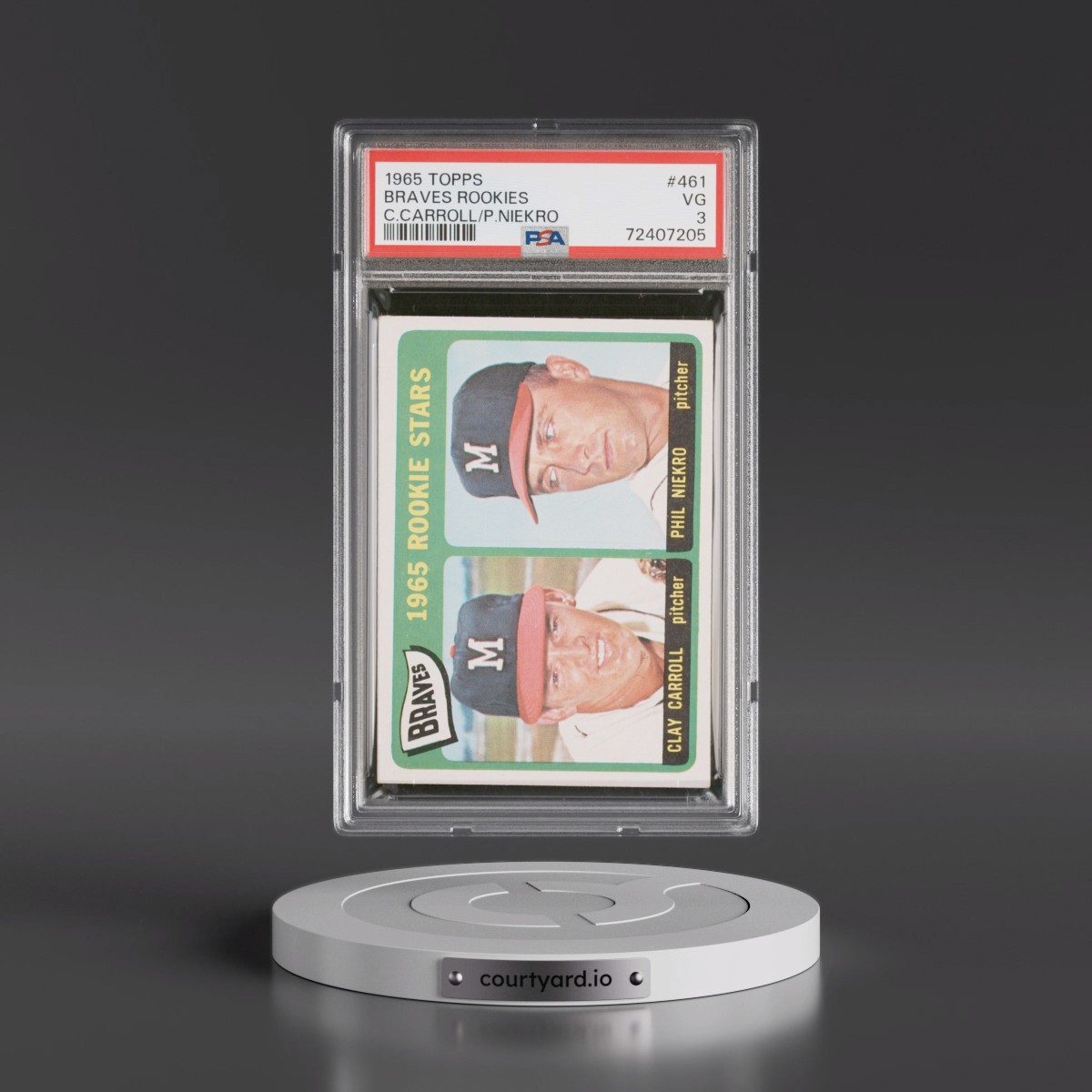 1965 Topps #461 Braves Rookies - C.Carroll/P.Niekro (PSA 3 VG)