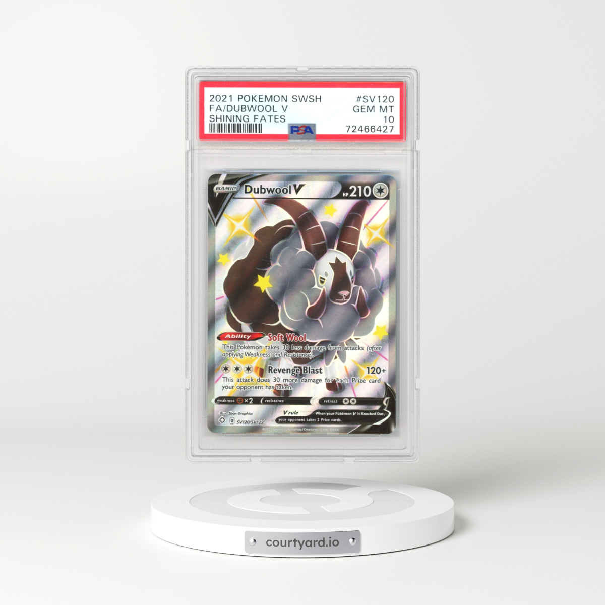 2021 Pokémon Sword & Shield Shining Fates #SV120 Dubwool V - Holo Full Art (PSA 10 GEM MINT)