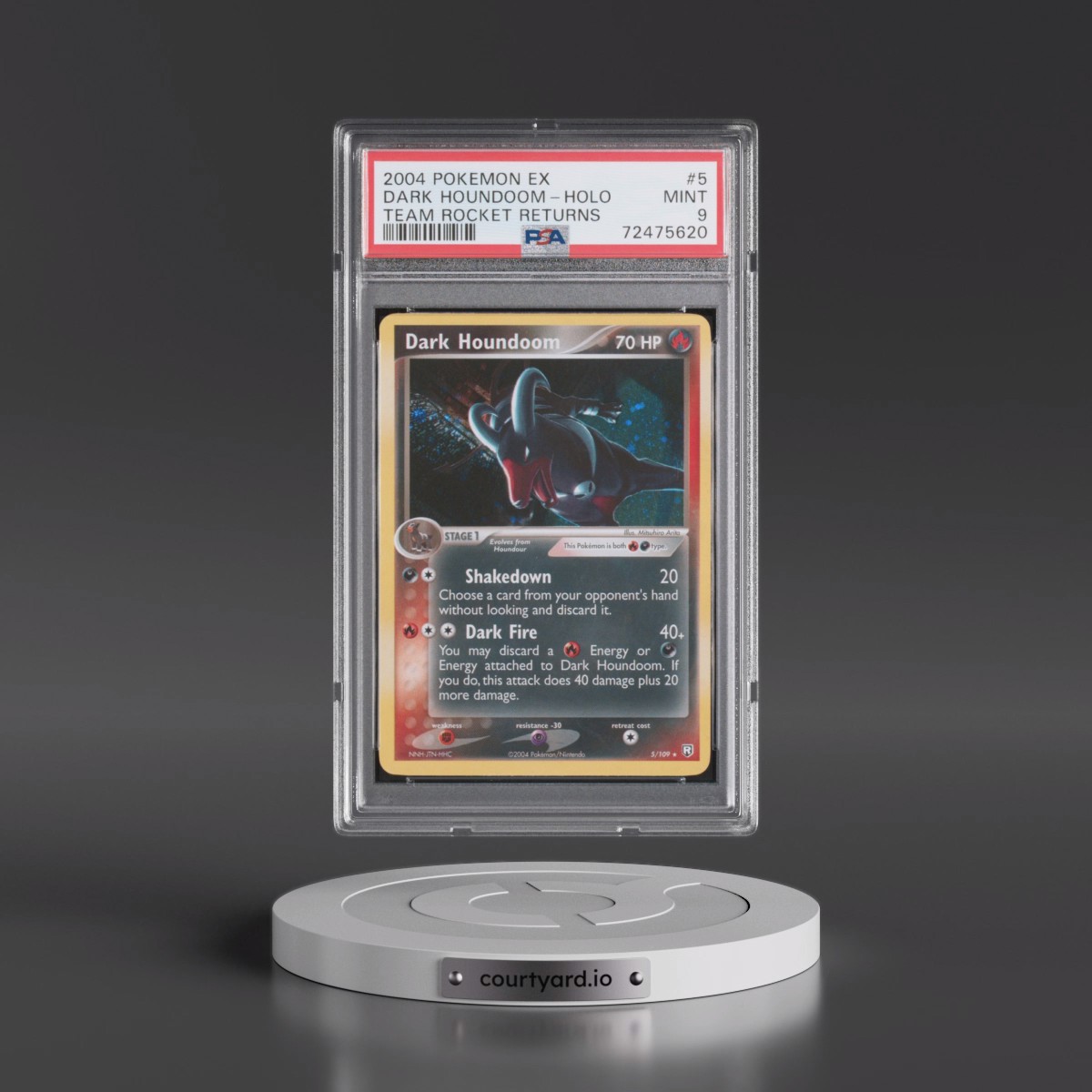 2004 Pokémon EX Team Rocket Returns #5 Dark Houndoom - Holo (PSA 9 MINT)