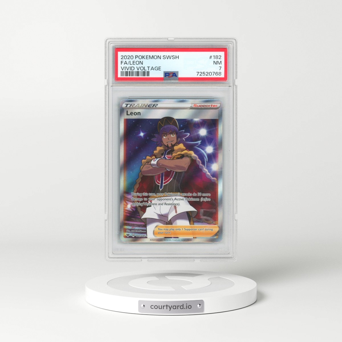 2020 Pokémon Sword & Shield Vivid Voltage #182 Leon - Full Art (PSA 7 NM)