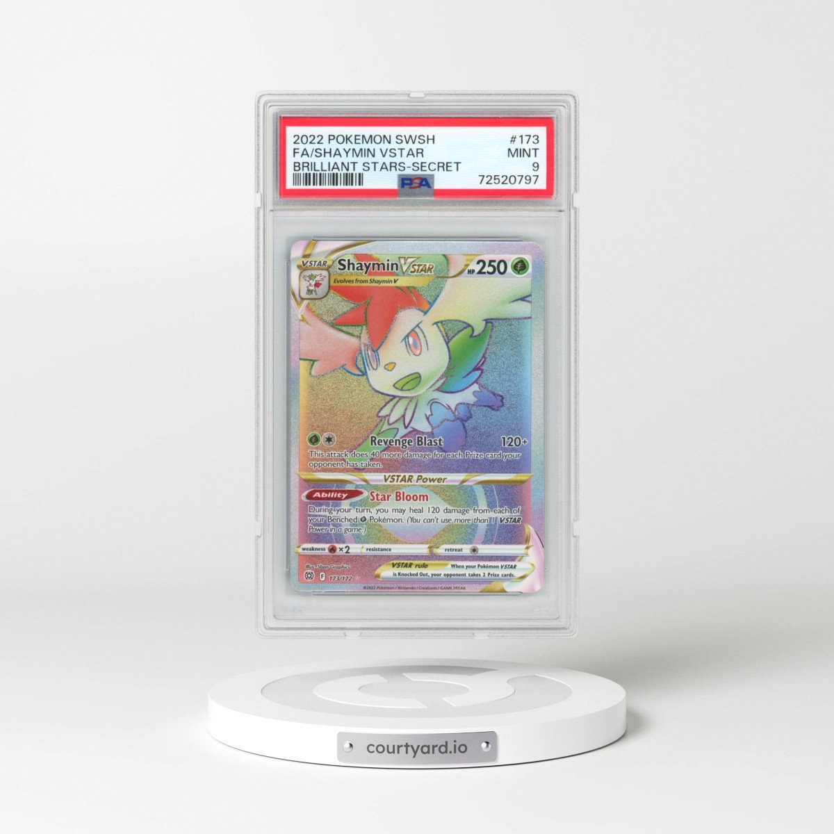 2022 Pokémon Sword & Shield Brilliant Stars #173 Shaymin Vstar - Full Art Secret (PSA 9 MINT)