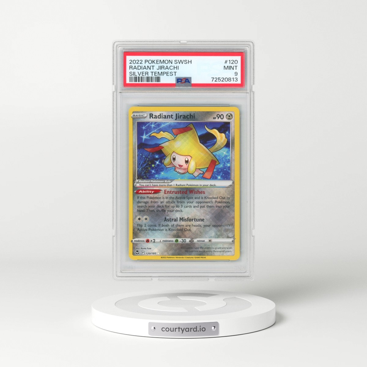 2022 Pokémon Sword & Shield Silver Tempest #120 Radiant Jirachi - Holo (PSA 9 MINT)