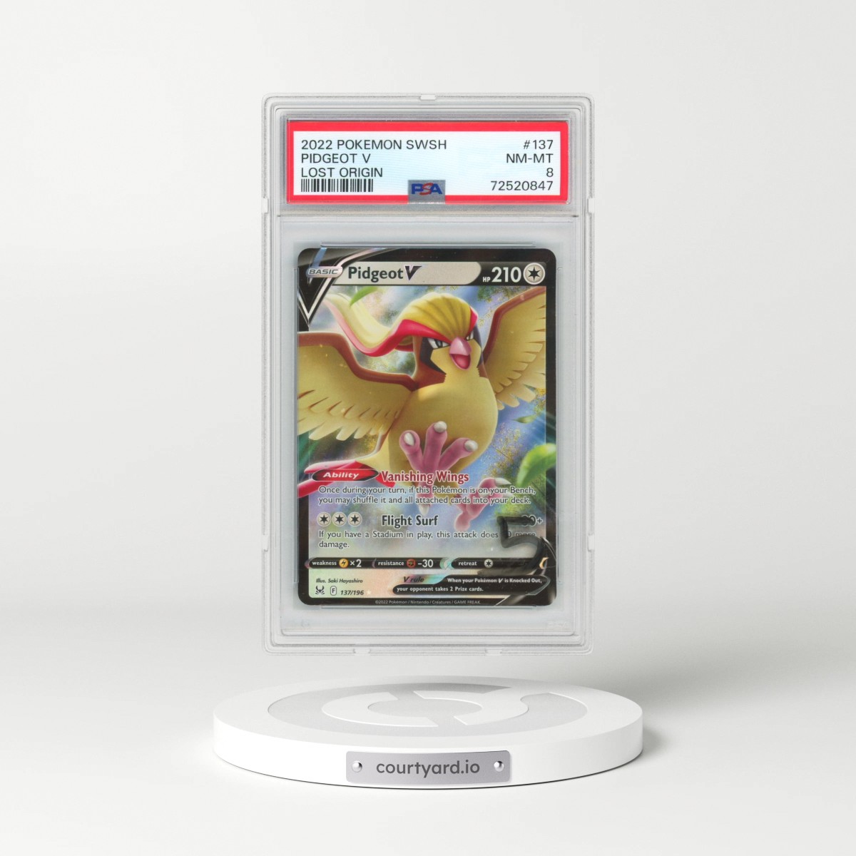 2022 Pokémon Sword & Shield Lost Origin #137 Pidgeot V - Holo (PSA 8 NM-MT)