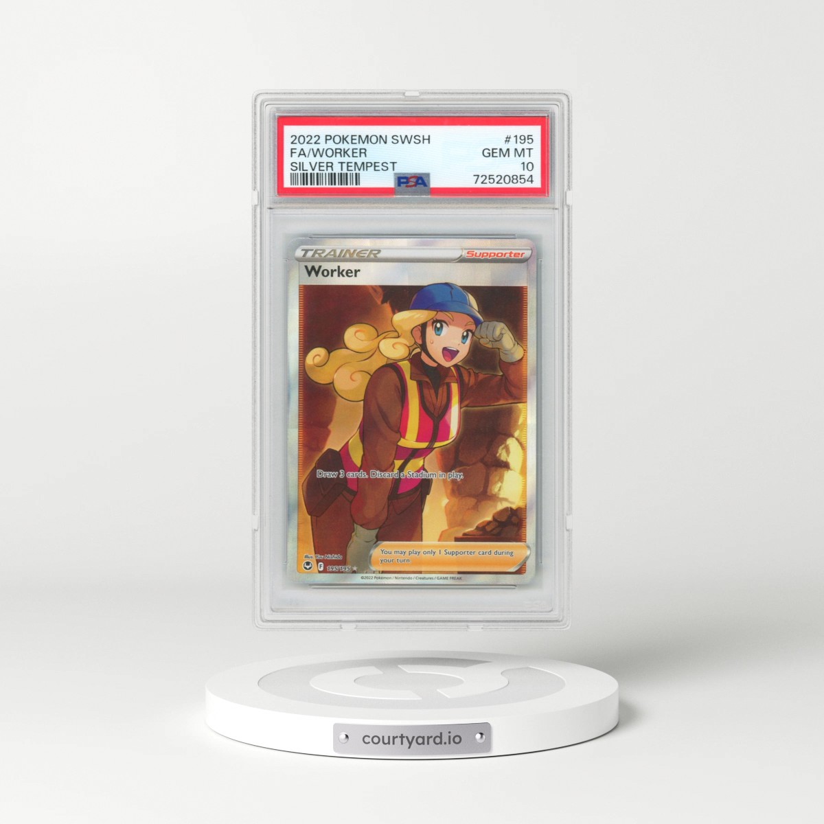 2022 Pokémon Sword & Shield Silver Tempest #195 Worker - Full Art (PSA 10 GEM MINT)