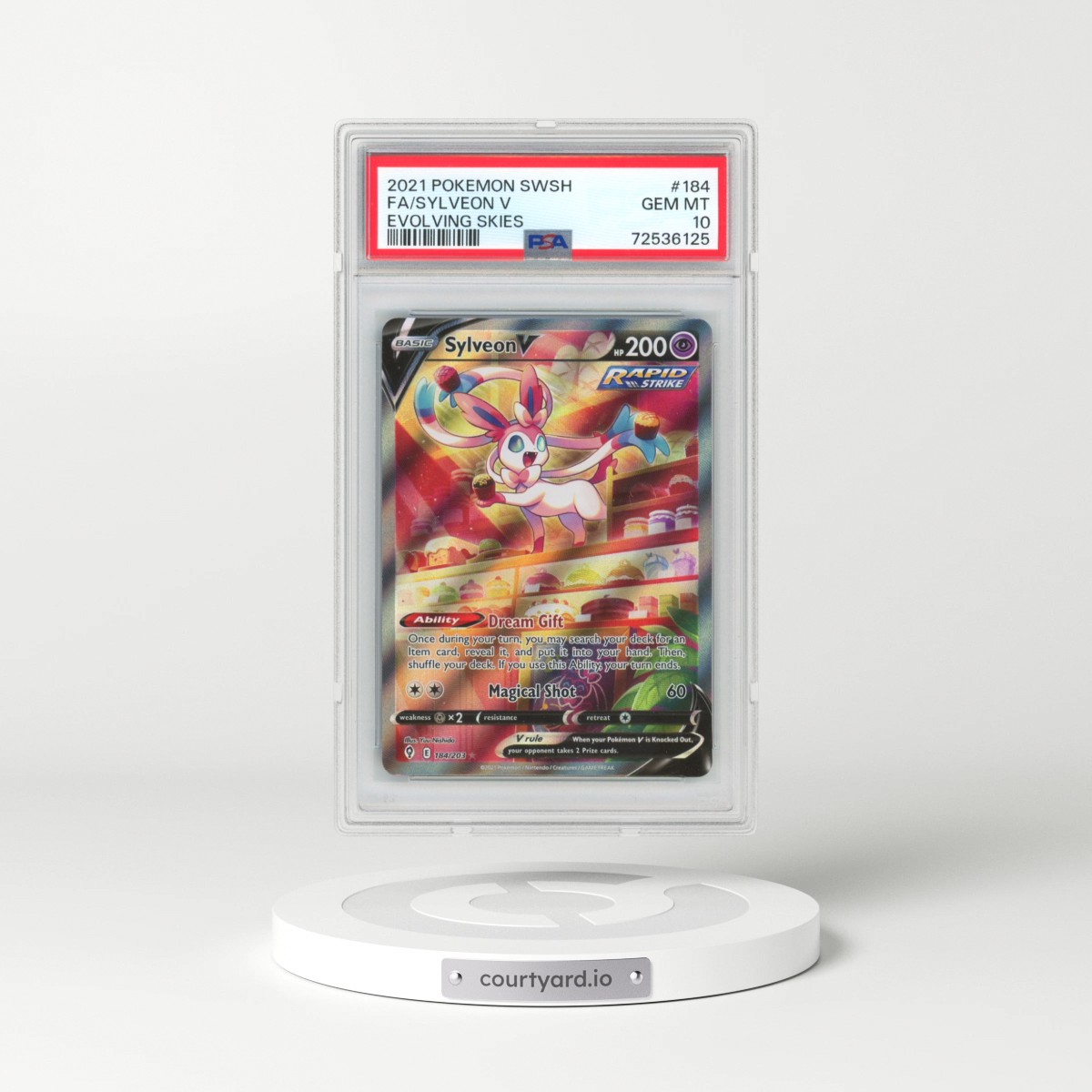 2021 Pokémon Sword & Shield Evolving Skies #184 Sylveon V - Holo Full Art (PSA 10 GEM MINT)