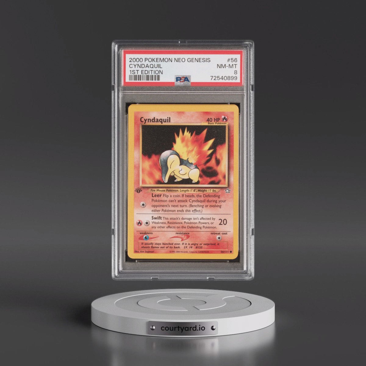 2000 Pokémon Neo Genesis #56 Cyndaquil - 1st Edition (PSA 8 NM-MT)