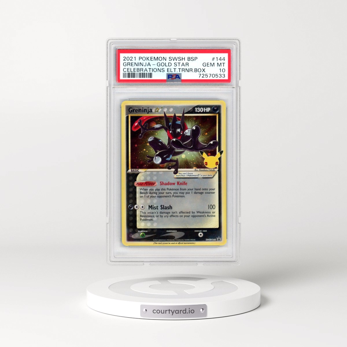 2021 Pokémon Swsh Black Star Promo #144 Greninja-Gold Star - Celebrations Elite Trainer Box (PSA 10 GEM MINT)