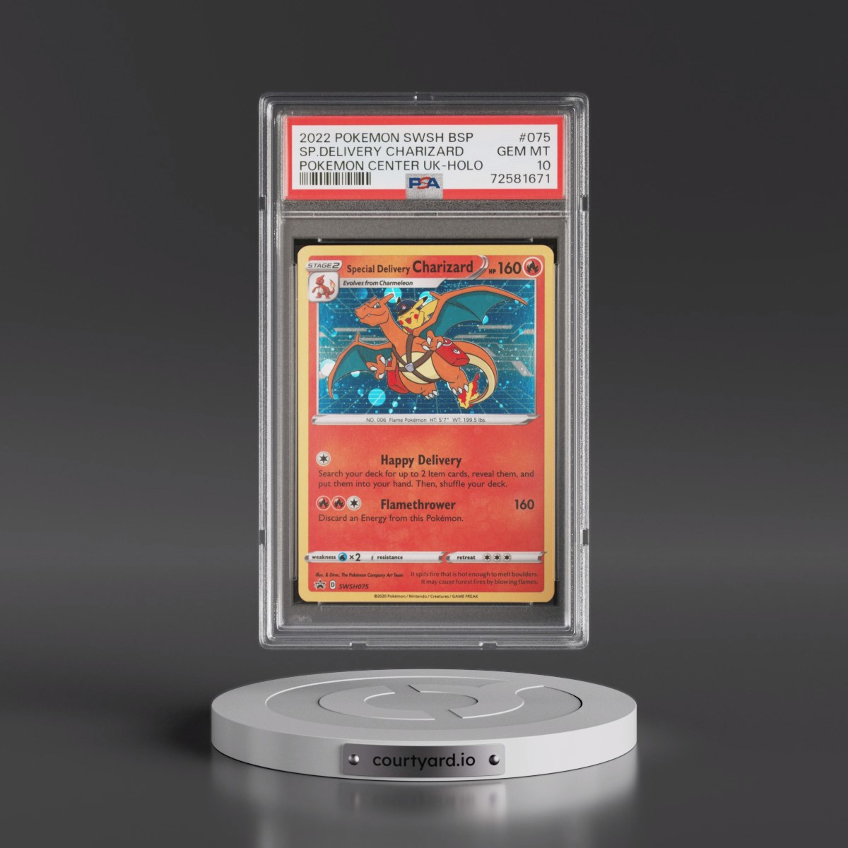 2022 Pokémon Swsh Black Star Promo #075 Special Delivery Charizard - Holo Pokemon Center United Kingdom (PSA 10 GEM MINT)