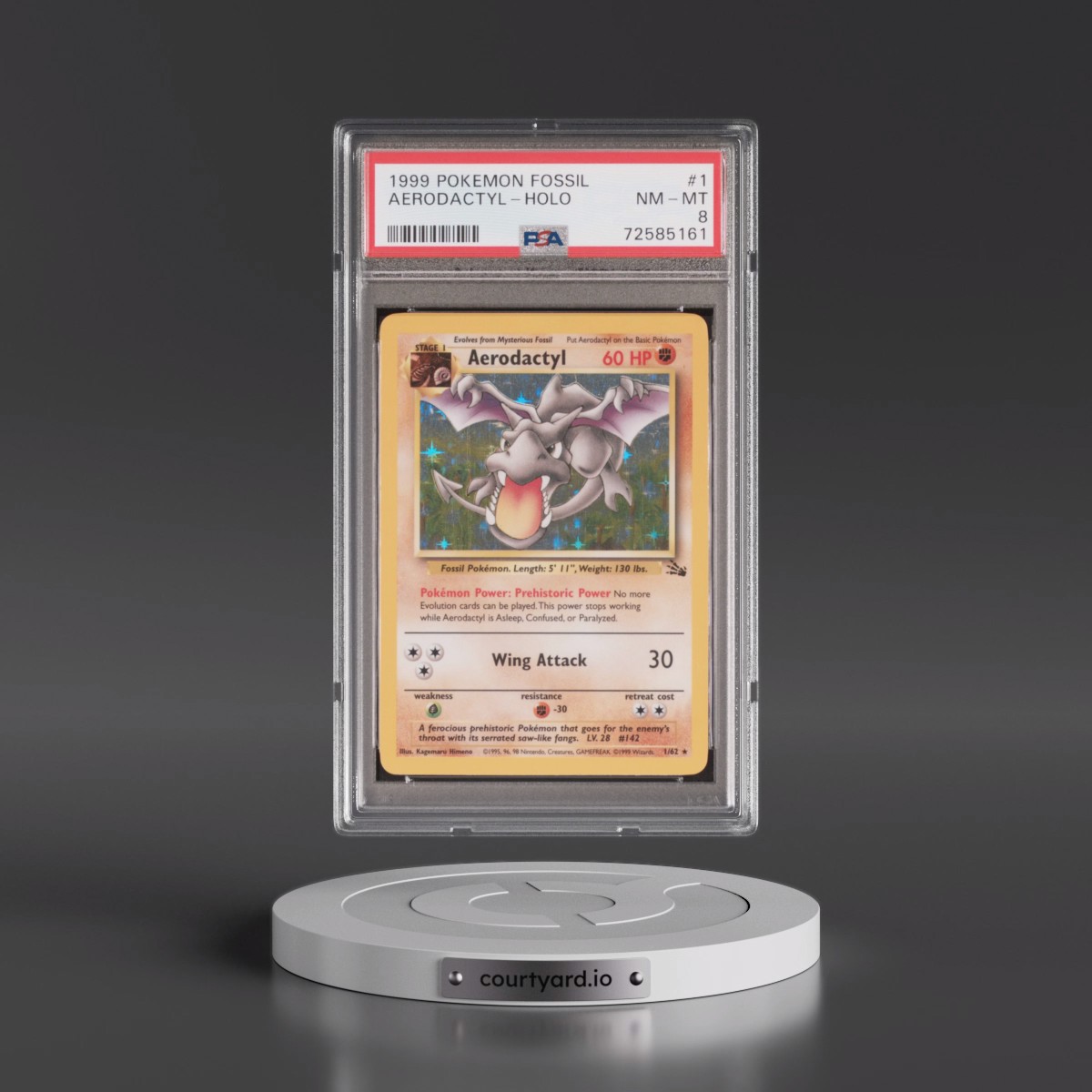 1999 Pokémon Fossil #1 Aerodactyl - Holo (PSA 8 NM-MT)