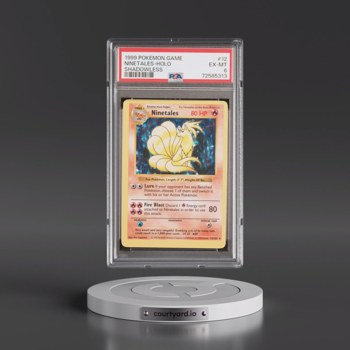 1999 Pokémon Game #12 Ninetales - Holo Shadowless (PSA 6 EX-MT)