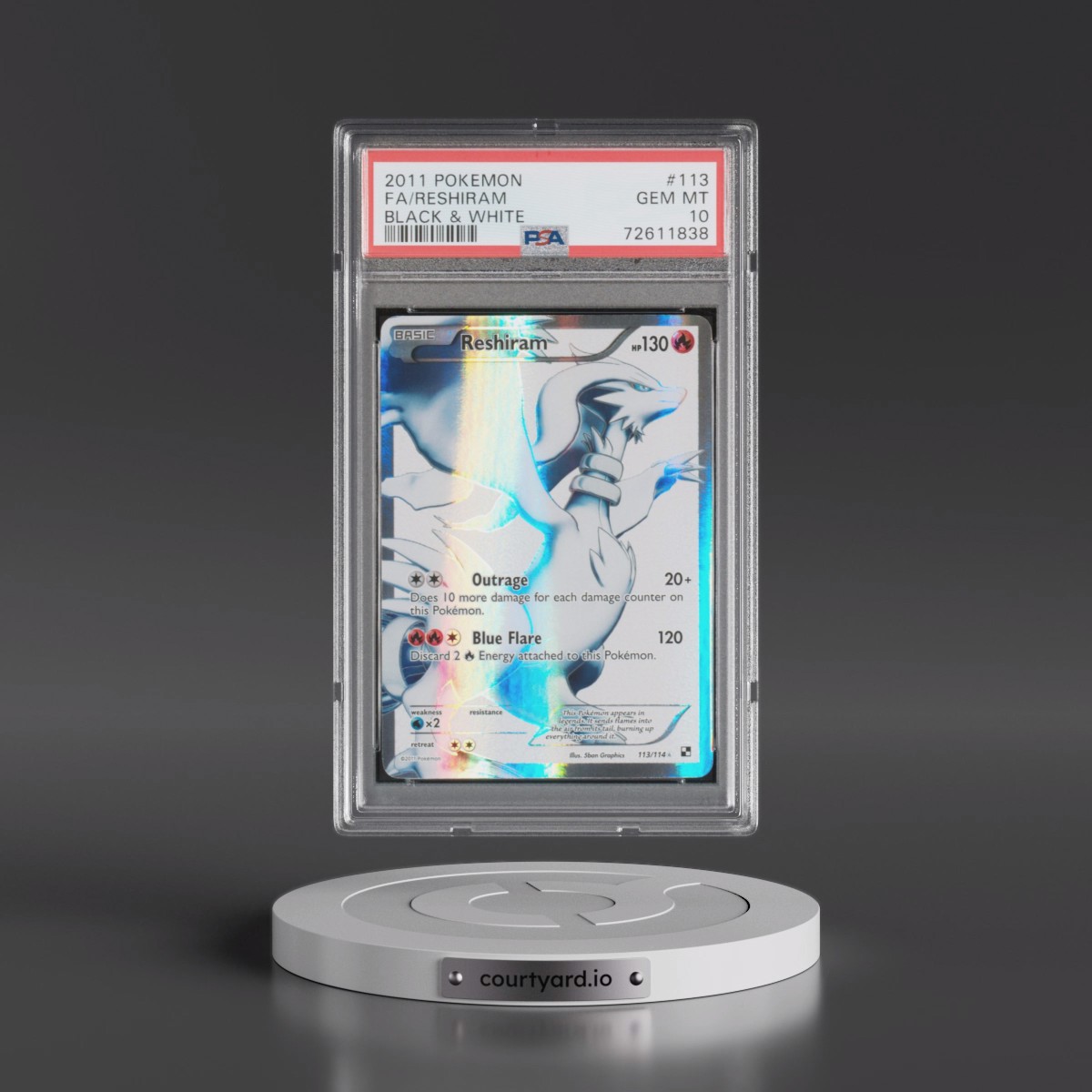 2011 Pokémon Black & White #113 Reshiram - Full Art (PSA 10 GEM MINT)