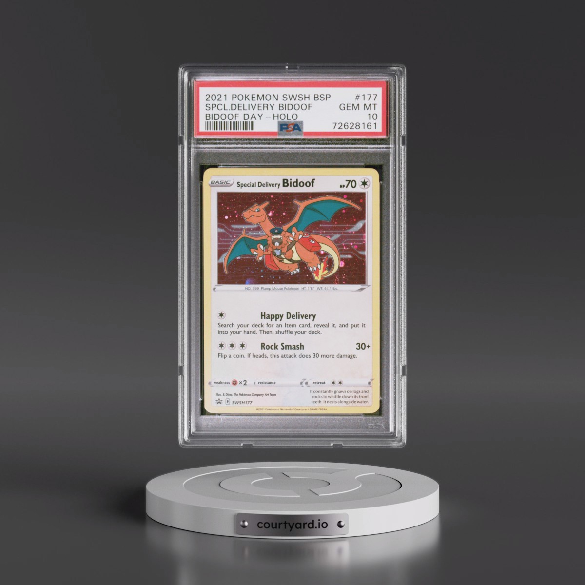 2021 Pokémon Swsh Black Star Promo #177 Special Delivery Bidoof - Holo Bidoof Day (PSA 10 GEM MINT)