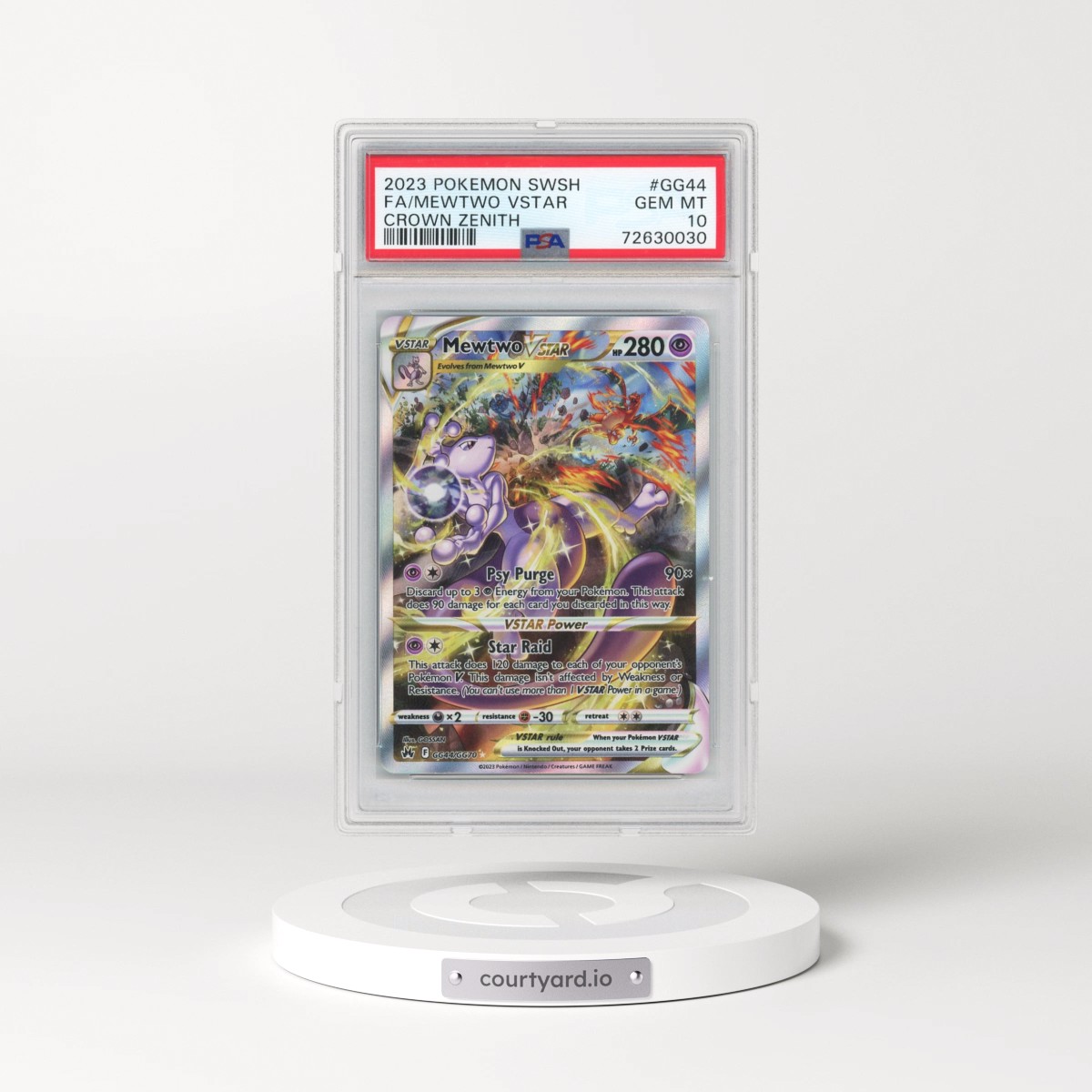2023 Pokémon Sword and Shield Crown Zenith #GG44 Mewtwo Vstar - Full Art (PSA 10 GEM MINT)