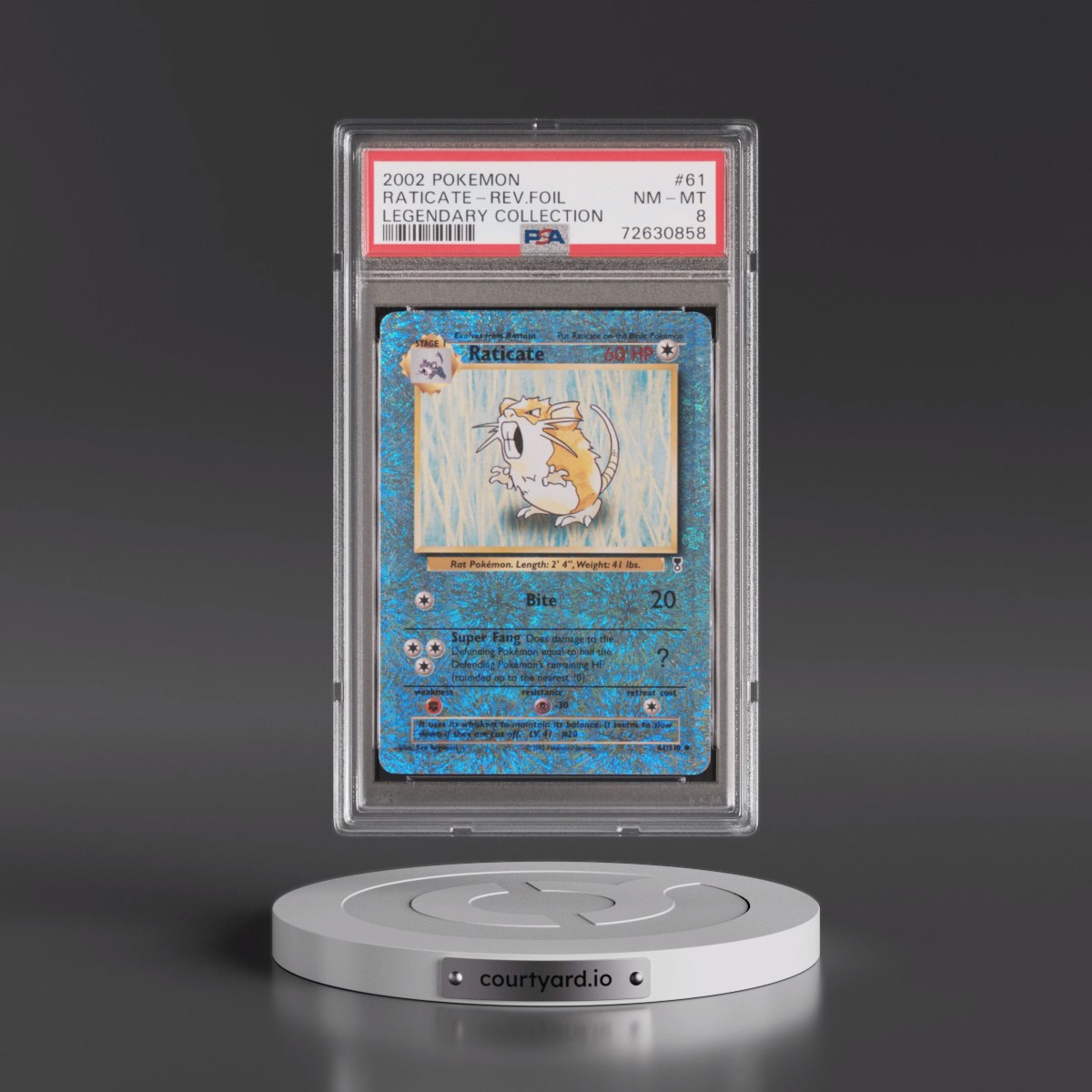 2002 Pokémon Legendary Collection #61 Raticate - Reverse Foil (PSA 8 NM-MT)