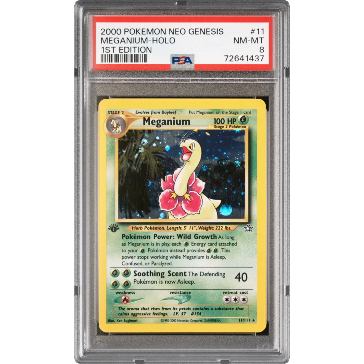 2000 Pokémon Neo Genesis #11 Meganium - 1st Edition Holo (PSA 8 NM-MT)