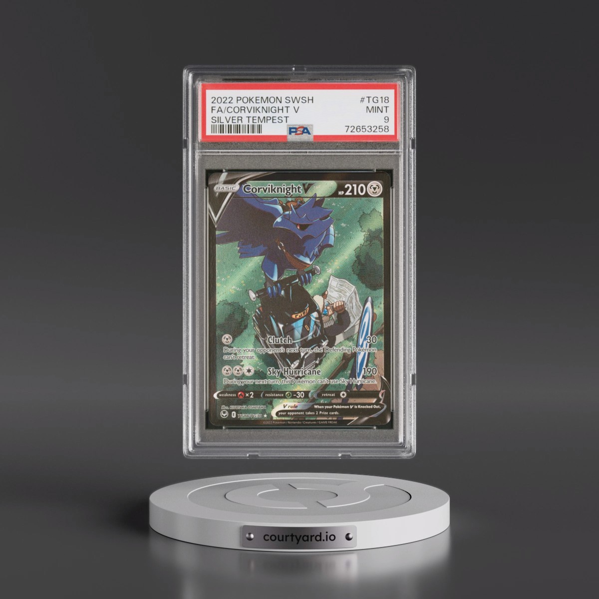 2022 Pokémon Sword & Shield Silver Tempest #TG18 Corviknight V - Holo Full Art (PSA 9 MINT)