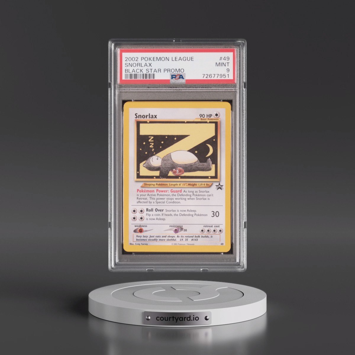 2002 Pokémon League Promo Black Star #49 Snorlax (PSA 9 MINT)