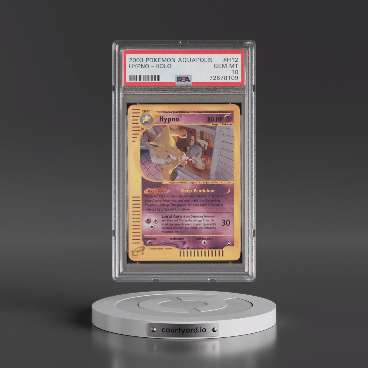 2003 Pokémon Aquapolis #H12 Hypno - Holo (PSA 10 GEM MINT) - Photo