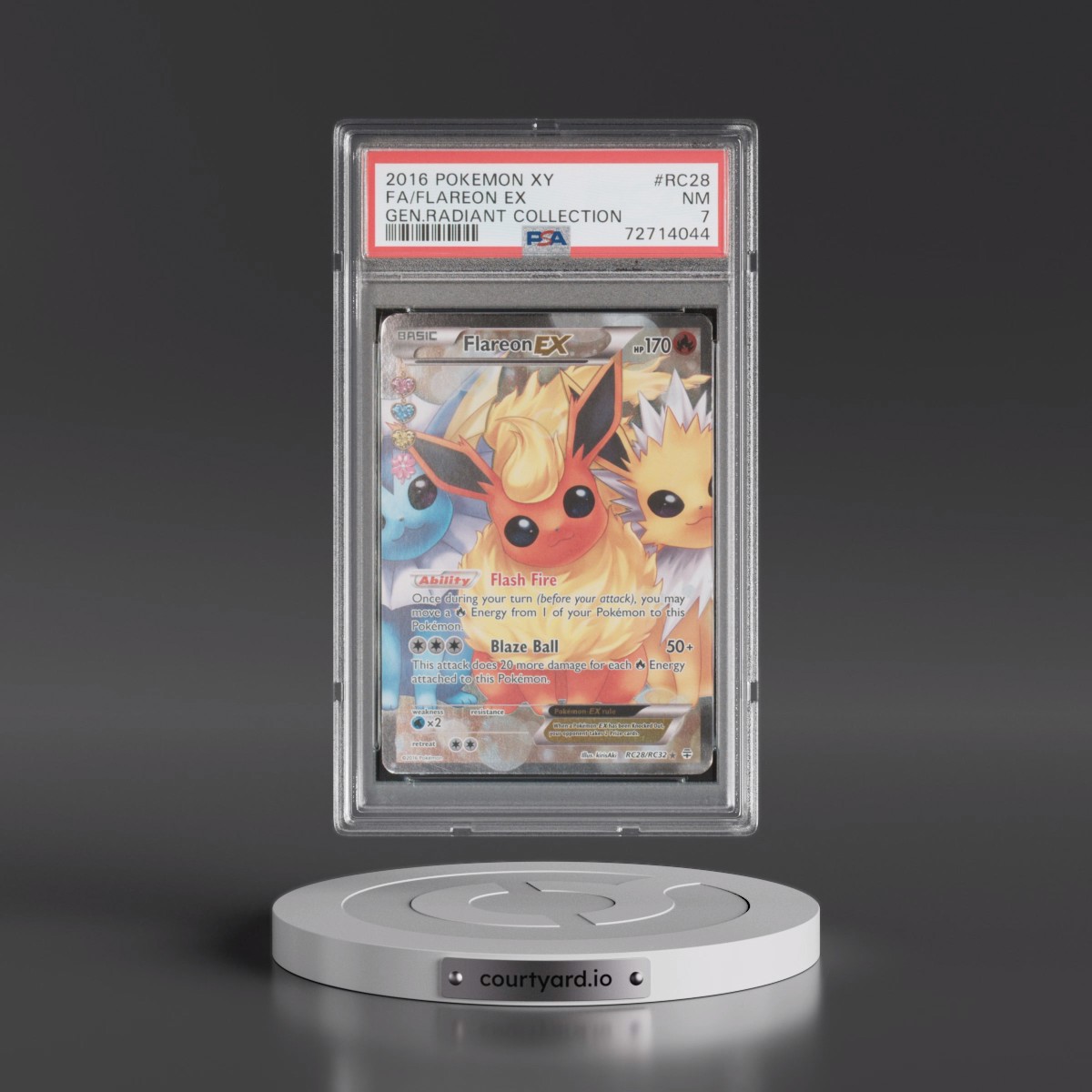 2016 Pokémon XY Generations Radiant Collection #RC28 Flareon EX - Holo Full Art (PSA 7 NM)