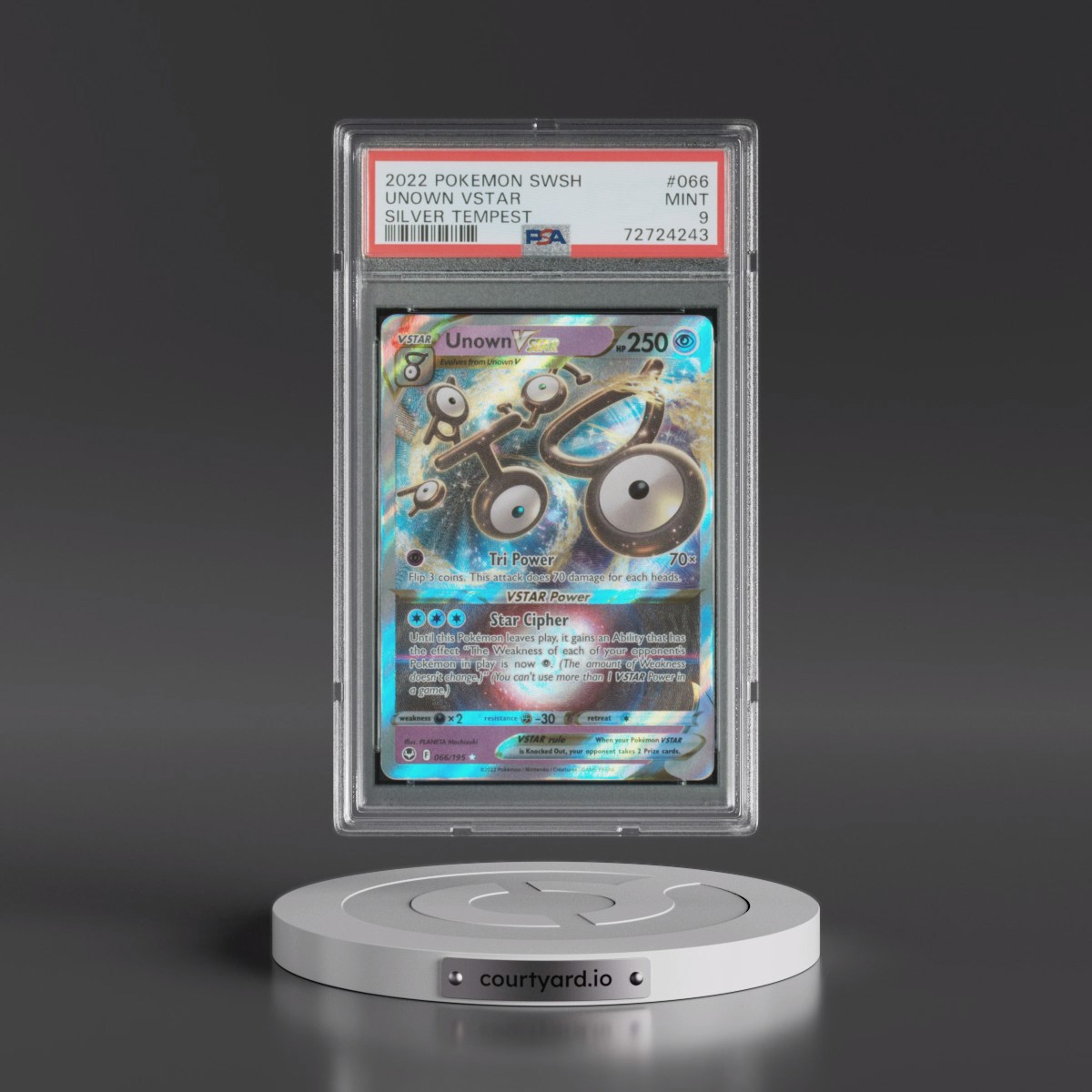 2022 Pokémon Sword & Shield Silver Tempest #066 Unown Vstar (PSA 9 MINT)
