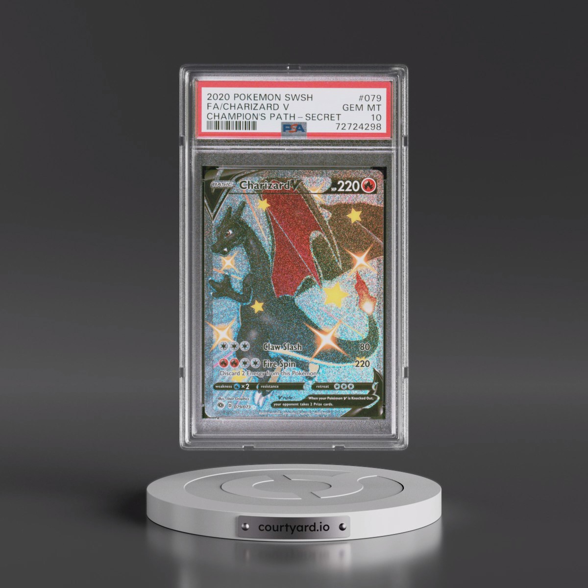 2020 Pokémon Sword & Shield Champion's Path #079 Charizard V - Holo Full Art Secret (PSA 10 GEM MINT)