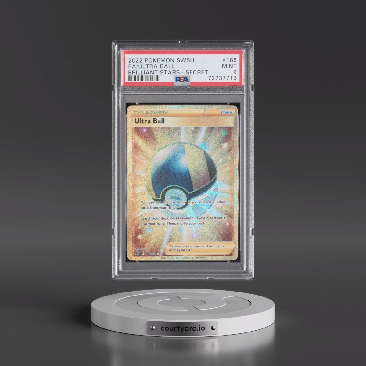 2022 Pokémon Sword & Shield Brilliant Stars #186 Ultra Ball - Full Art Secret (PSA 9 MINT)