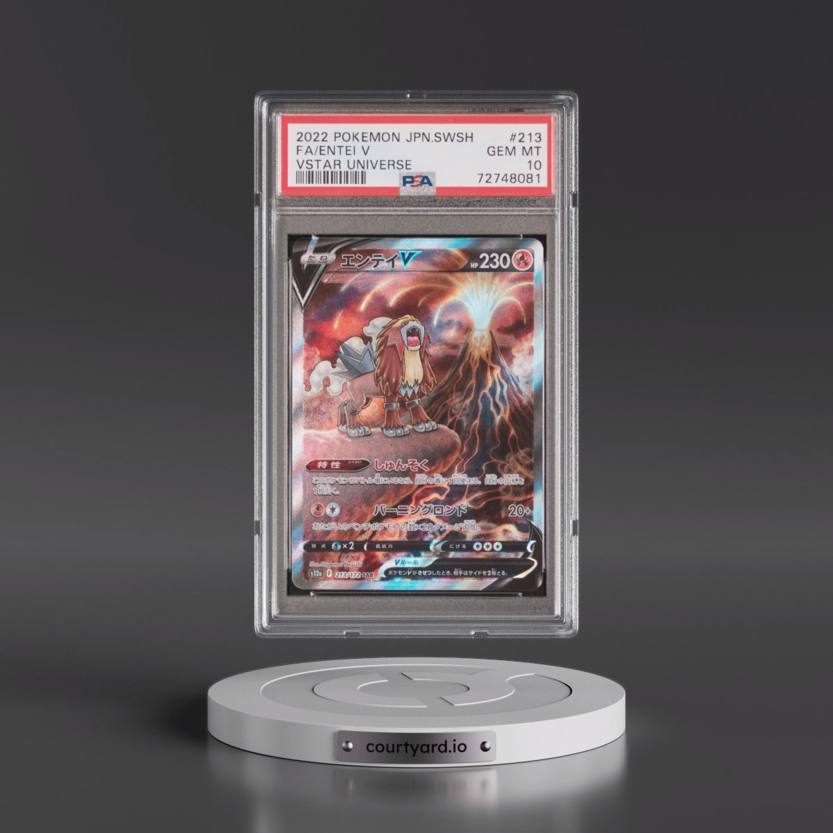 2022 Pokémon Sword & Shield Vstar Universe #213 Entei V - Holo Full Art (PSA 10 GEM MINT)