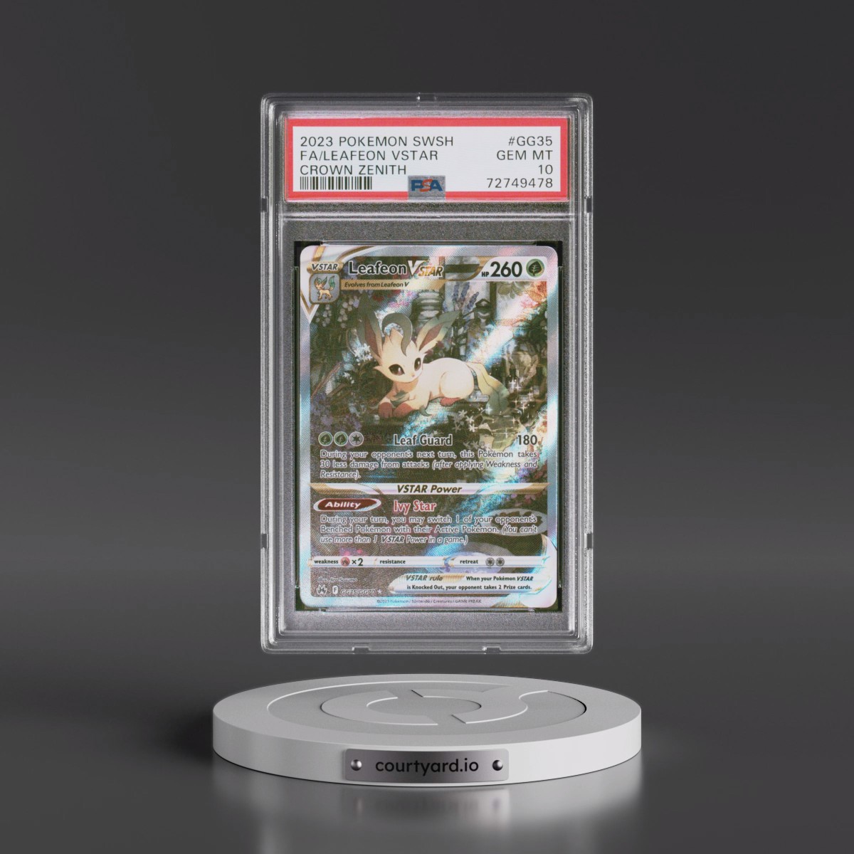 2023 Pokémon Sword and Shield Crown Zenith #GG35 Leafeon Vstar - Full Art (PSA 10 GEM MINT)