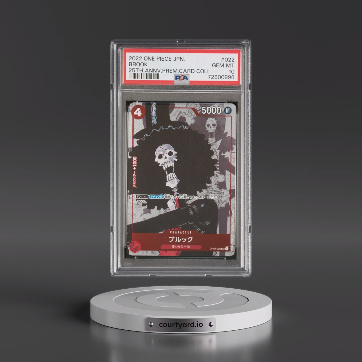 2022 One Piece Japanese 25th Anniversary Premium Card Collection #022 Brook (PSA 10 GEM MINT)