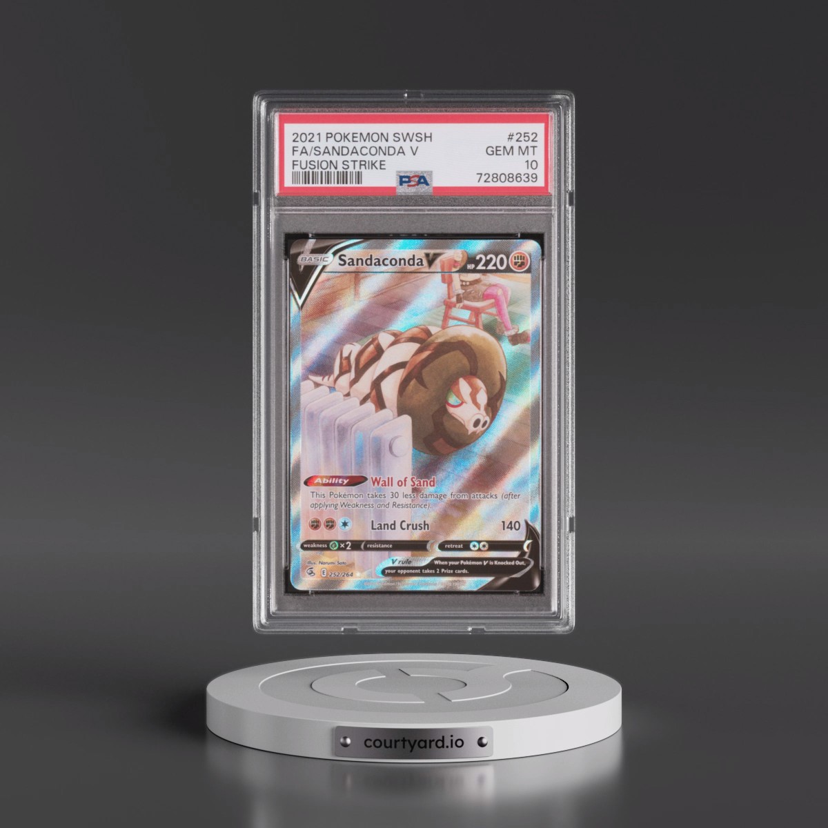 2021 Pokémon Sword & Shield Fusion Strike #252 Sandaconda V - Holo Full Art (PSA 10 GEM MINT)