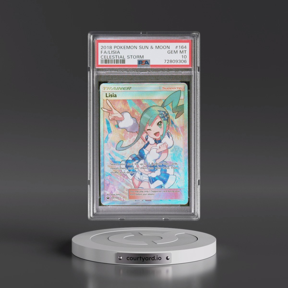 2018 Pokémon Sun & Moon Celestial Storm #164 Lisia - Full Art (PSA 10 GEM MINT)