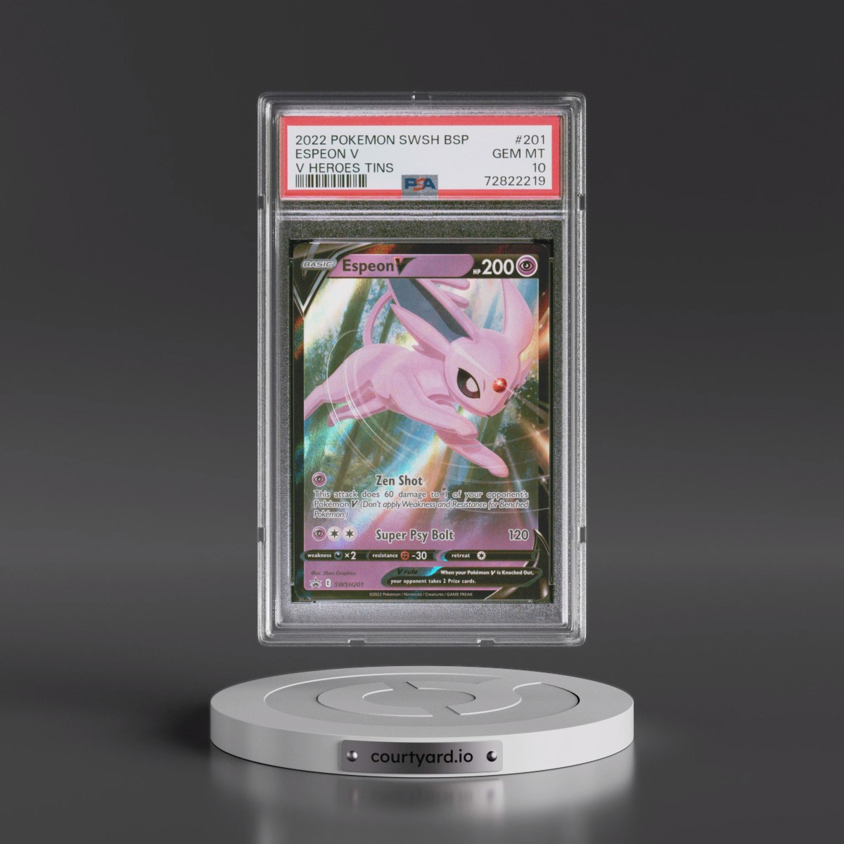2022 Pokémon Swsh Black Star Promo #201 Espeon V - Holo V Heroes Tins (PSA 10 GEM MINT)
