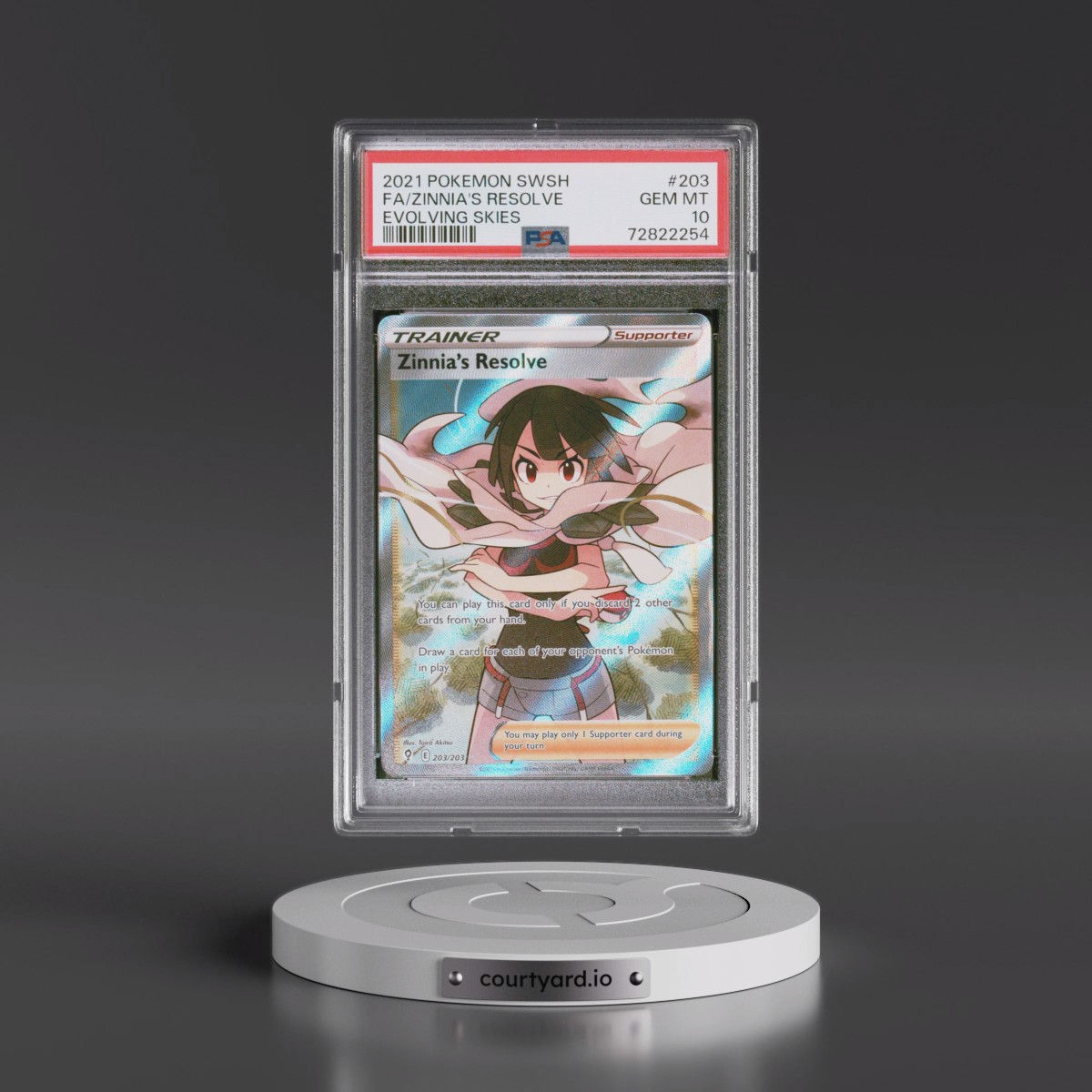 2021 Pokémon Sword & Shield Evolving Skies #203 Zinnia's Resolve - Full Art (PSA 10 GEM MINT)