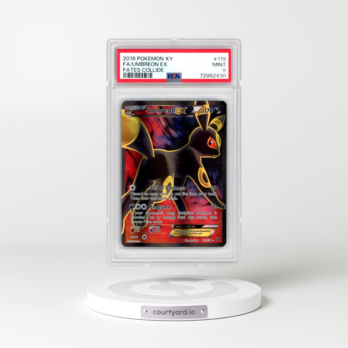 2016 Pokémon XY Fates Collide #119 Umbreon EX - Holo Full Art (PSA 9 MINT)