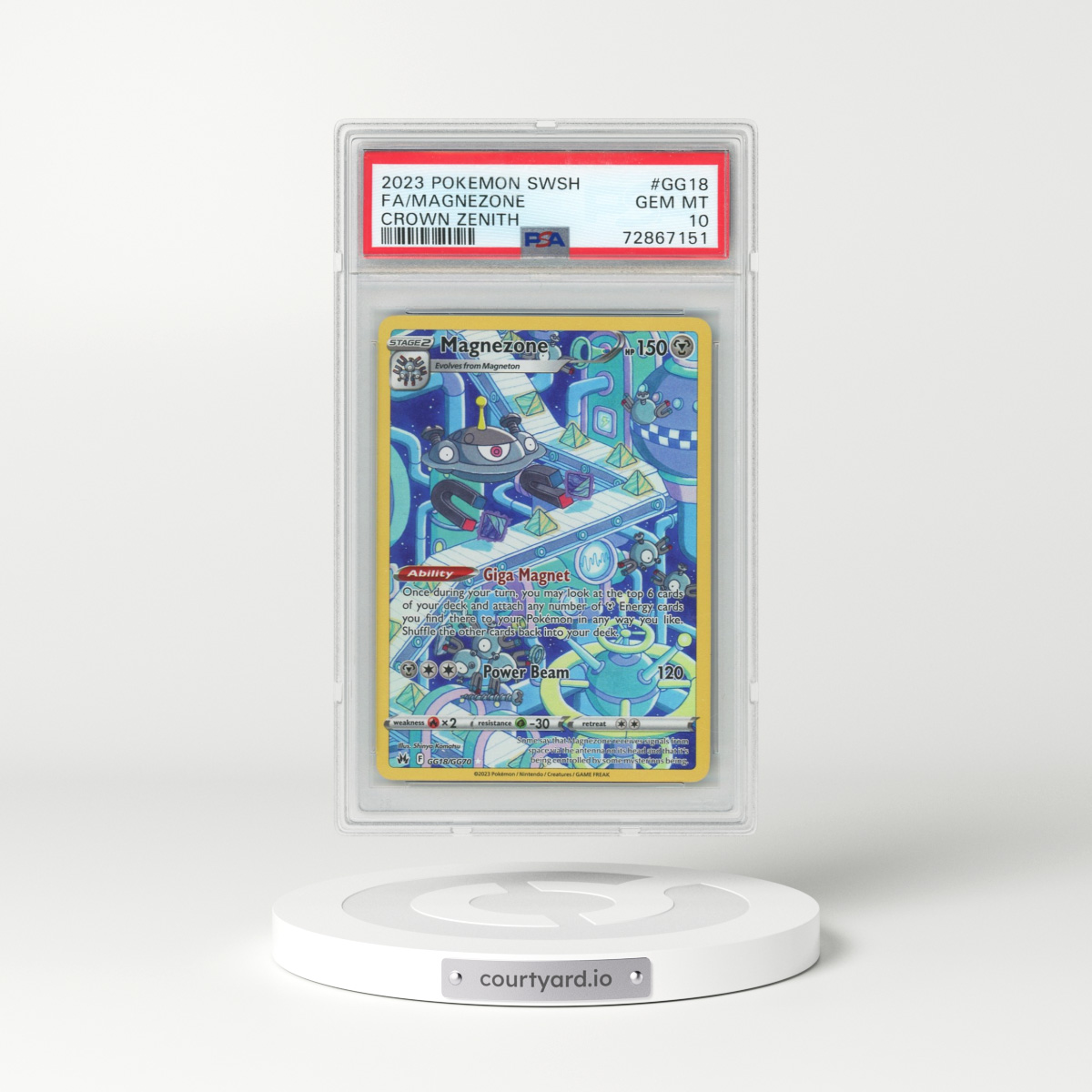 2023 Pokémon Sword and Shield Crown Zenith #GG18 Magnezone - Full Art (PSA 10 GEM MINT)