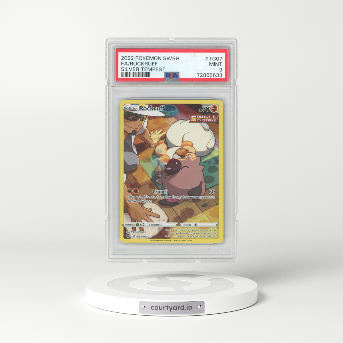 2022 Pokémon Sword & Shield Silver Tempest #TG07 Rockruff - Full Art (PSA 9 MINT)