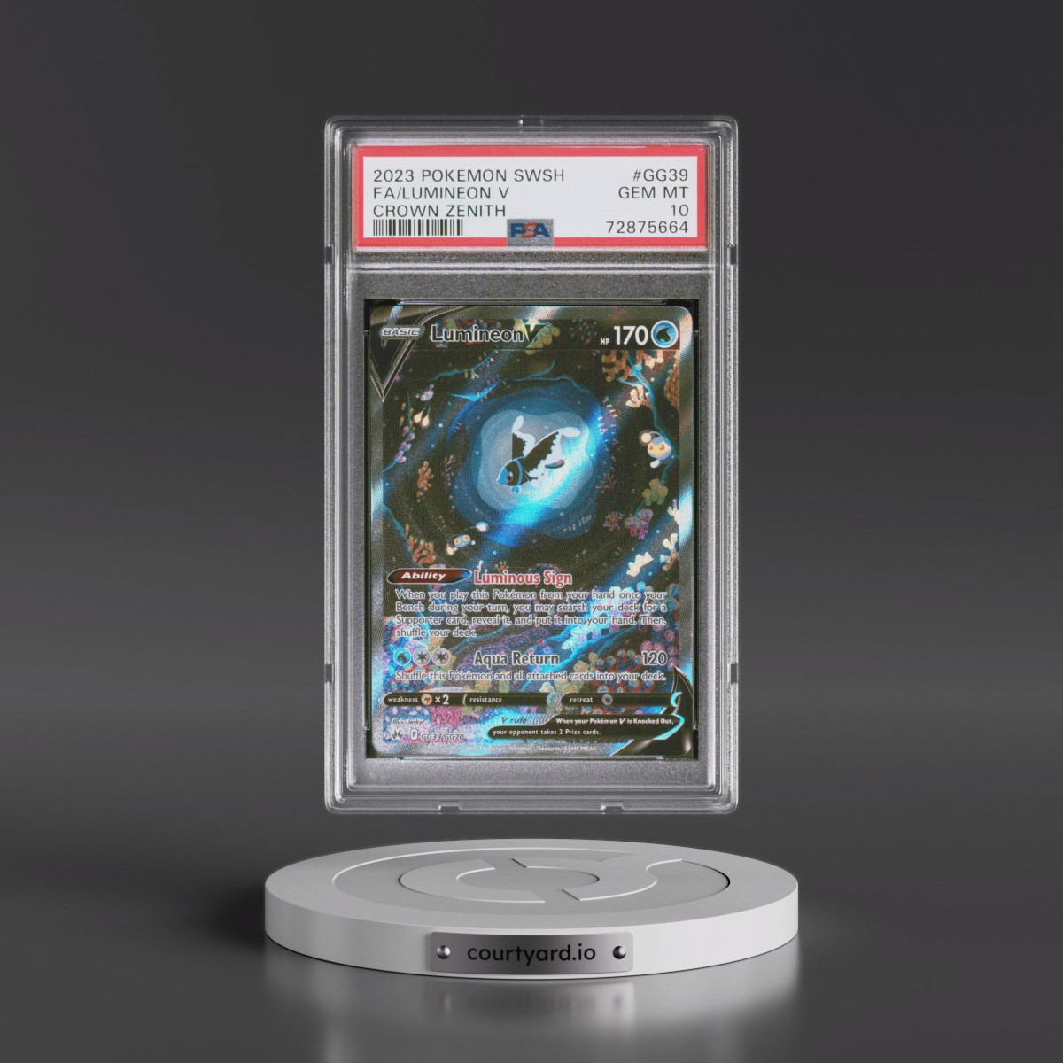 2023 Pokémon Sword and Shield Crown Zenith #GG39 Lumineon V - Holo Full Art (PSA 10 GEM MINT)